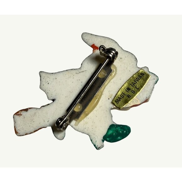 Vintage Halloween Witch Pin Brooch Made In Taiwan With Pumpkin & Broom - Picture 6 of 7